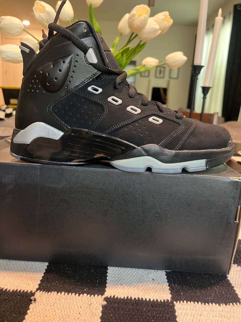 Jordan Black and Gray High-Top Sneakers